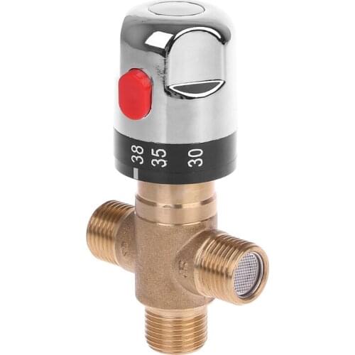 Solid Brass G1/2 Male 3 Way Thermostatic Mixing Valve Shower Water Temperature Control