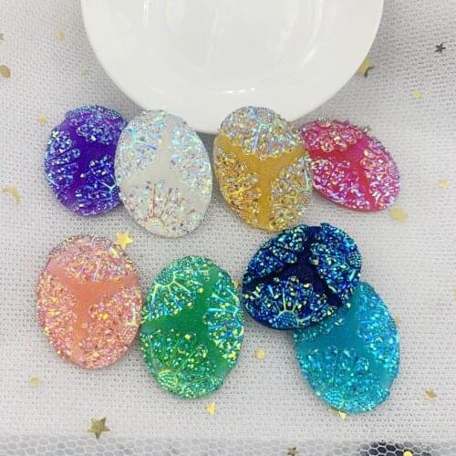 Wholesale 48PCS AB Resin oval shell Flat back Rhinestone beads scrapbook ornaments diy wedding crafts 30*40mm -HB97