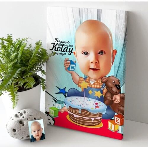 Personalized Baby Birthday Cartoon Canvas Table (30x50 cm.) 1 gift Home Decoration Special Design Home Office Business Quality
