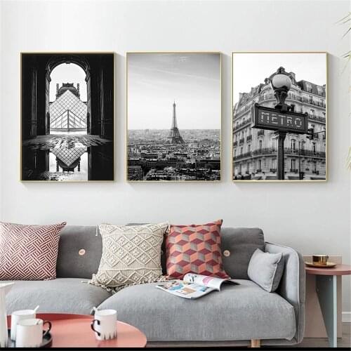 Islamic Eiffel Tower Architecture Poster Arch Door Wall Art Canvas Painting Black White Prints Nordic Pictures Living Room Decor