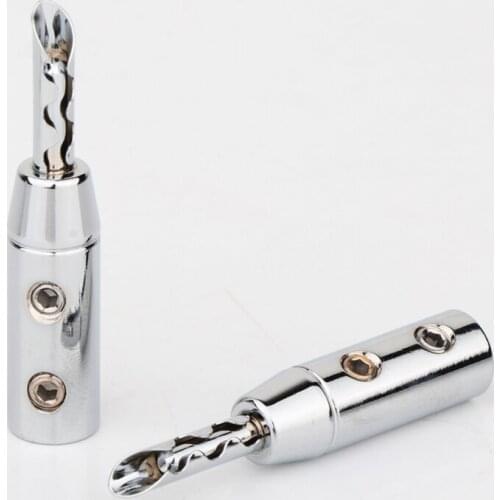 HiFi Audio Banana Connector Rhodium/Gold Plated BFA Z Banana Speaker Plug Copper Connector