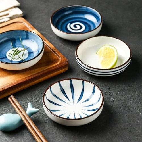 Luxury Ceramic Cartoon Round Fruit Seasoning Soy Vinegar Ketchup Sauce Bowl Pigments Plates Japanese Sushi Tableware