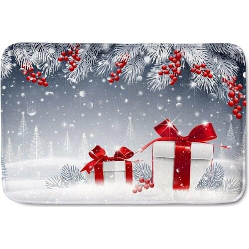 Christmas Doormat Flannel Floor Mat Merry Christmas Home Gift Printing Mat Anti Slip Floor Rug For Living Room Bathroom Kitchen