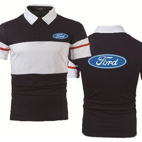 2021NEW Fashion Summer Mens polo shirt Ford Car Logo printing high quality Cotton Crew neck Fashion casual Mens short sleeve