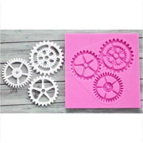 Silicone gears mechanical parts wedding christmas fondant cake decoration mold diy chocolate mold super