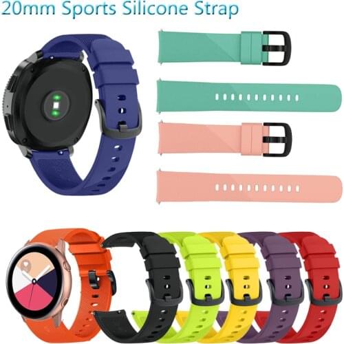 20mm Sports Silicone Strap Band for Samsung Galaxy Watch Active 2 40mm 44mm for Samsung Watch3 41mm Replacement Watchband