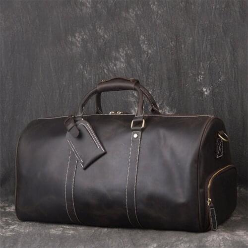 Hot Genuine Leather Travel Bag for Men Business Real Leather Luggage Bag Large Travel Handbag Male Briefcase Shoes Shoulder Bag