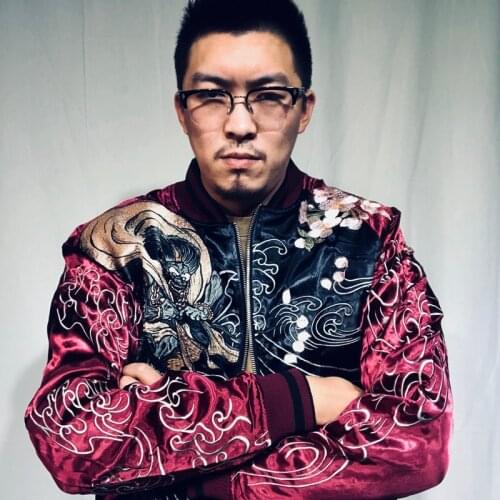 Heavy Work God of Wind and Thunder mythology Embroidery High Street Reversible Jackets Coats Plus Size Fashionable Casual Loose