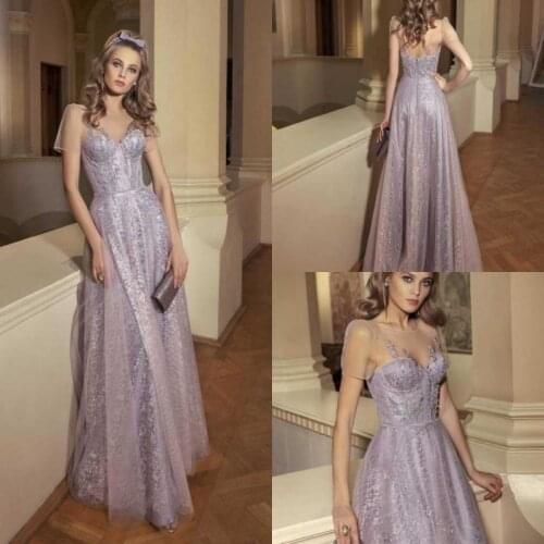 2020 Evening Dresses O-Neck Short Sleeves Lace Appliques Special Occasion Gowns Backless Floor Length A Line Prom Dress