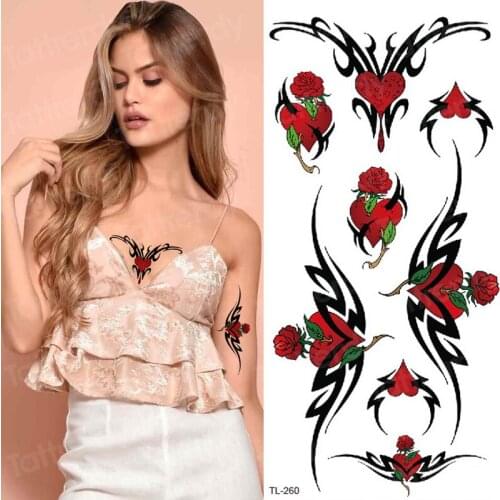 Temporary tattoo sticker flower rose breast tattoo sexy girls body tatoo fake women sternum temporary tattoos waterproof decal