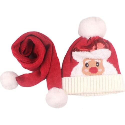 Winter Christmas Hat Scarf Set, Warm Knit Hat And Hood