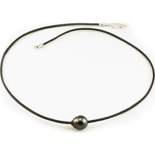 18 inches Single Row Leather and Suede Natural Pearl Customized Necklace