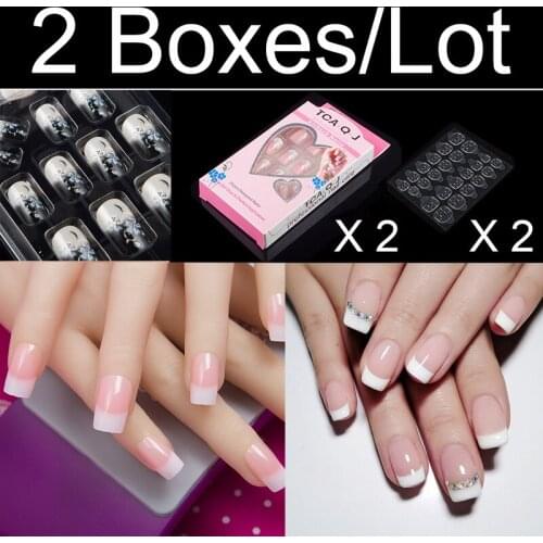 2 Boxes/lot Full Cover False Nail Tips , Square Nails,Press On Nails, Nails Art Display, Acrylic Nails,fake nails with designs