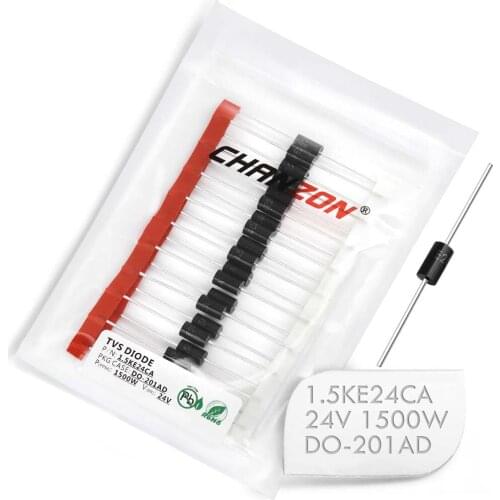 20 Pcs) TVS Diodes 1.5KE24CA 1500W 24V DO-201AD (DO-27) Bidirectional Channel 1500 Watt 24 Volt