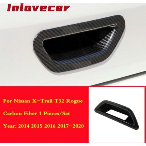 2014-2020 For Nissan X-Trail X Trail T32 Rogue Car Rear Behind Door Handle Bowl Cover Cap Trim Accessories ABS Carbon Fiber 1pcs
