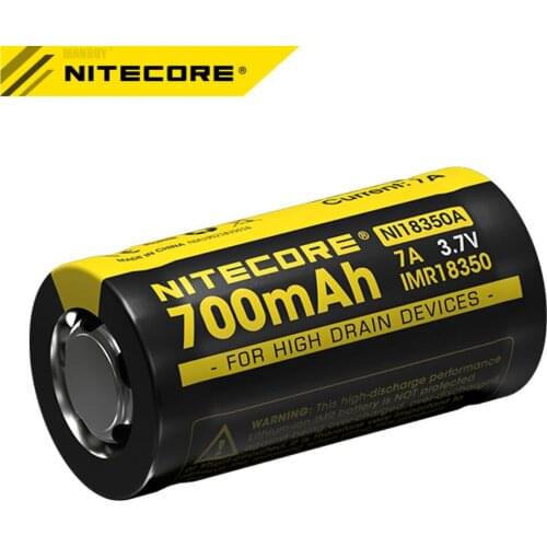 2021 NITECORE IMR18350 7A 700mAh 3.7V 2.59Wh Lithium Rechargeable RCR123A 16340 Li-ion Battery FOR High Drain Devices Flashlight