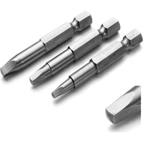 3Pcs 1/4 Inch Square Head Magnetic Screwdriver Bits Electric Screwdriver Set 50mm Length