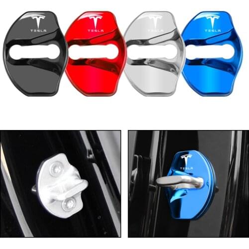 4 pcs Car Door Lock Protective Cover Stickers For Tesla Model X Model Y Model S Model 3 Accessories