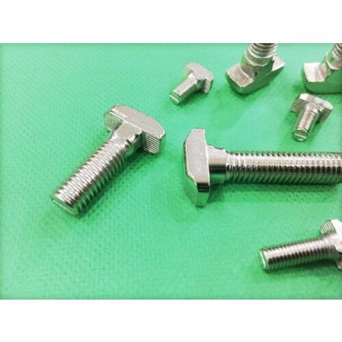 20pcs 4040 Series M8 Hammer Head T Bolt Screw Nickel Plated For 4040 Aluminum Profile T-slot M8*16/20/25/30/35/40mm