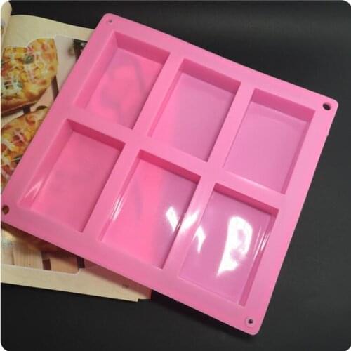 50pcs/lot 6 lattice rectangular pastry molds 100ml silicone cake bakeware mold soap moulds