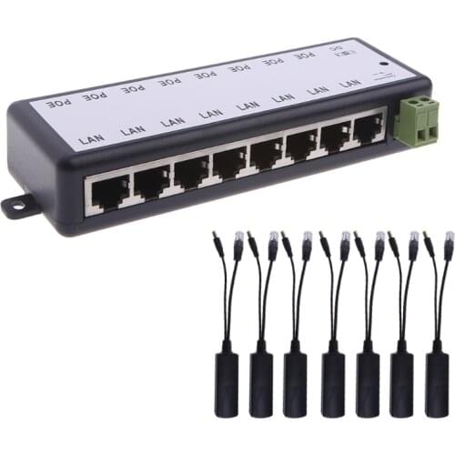 YYDS 8 Port POE Injector For CCTV Surveillance IP Cameras Power Over Ethernet Adapter