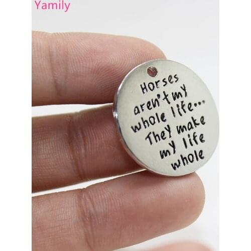 8pcs--25mm Alloy plating white k Horses aren't my whole .....my life whole charm pendant for DIY Jewelry Making