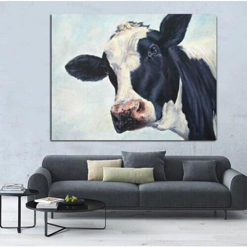 Abstract Animal Cow Watercolor Paintings Wall Art Nordic Canvas Blue Sky Pictures Posters Prints for Living Bedroom Decoration