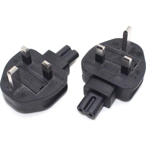 UK 3-Prong Male to IEC C7 AC Power Adapter Right Angled AC Power Adapter For Notebook Fused Singapore HK Power Connector