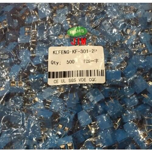 FREE SHIPPING 500PCS KF301-2P KF301-5.0-2P KF301 "- "Screw 2Pin 5.0mm Straight Pin PCB Screw Terminal Block Connector