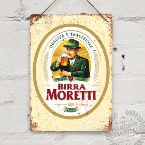 BirraMoretti Beer Italy Landscape Man Cave Decoration Bar Pub Lager Metal Wall Tin Sign Vintage Garage Race Car Shed Sign