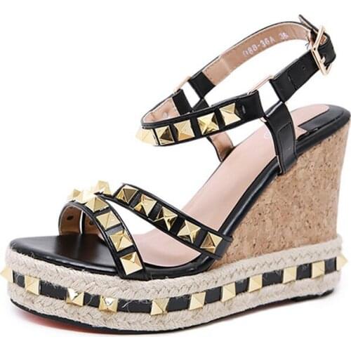Rivet Wedges Sandals Women 2019 Summer Shoes For Women Extreme High heel Women Sandals Heel Platform