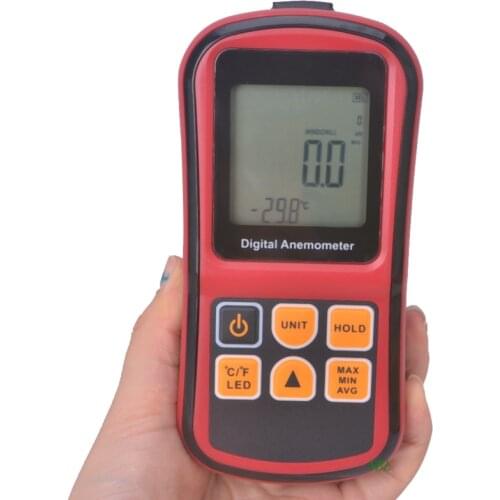 Digital Mini Anemometer High Accuracy LCD Display Wind Tachometer Meter GM8901 Air Velocity Temperature Meter Measuring 0~45m/s