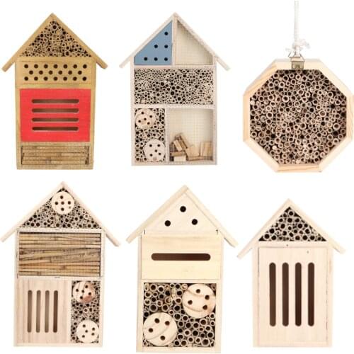 Wooden Insect Bee House Wood Bug Room Hotel Shelter Garden Decoration Nests Box Insect House