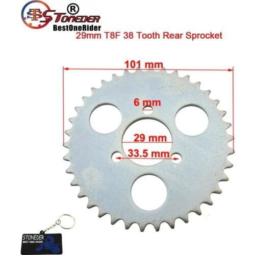 STONEDER 29mm 38 Tooth T8F Mini Moto Steel Rear Chain Sprocket For Chinese 43cc 49cc Goped Scooter Kids ATV Pocket Bike