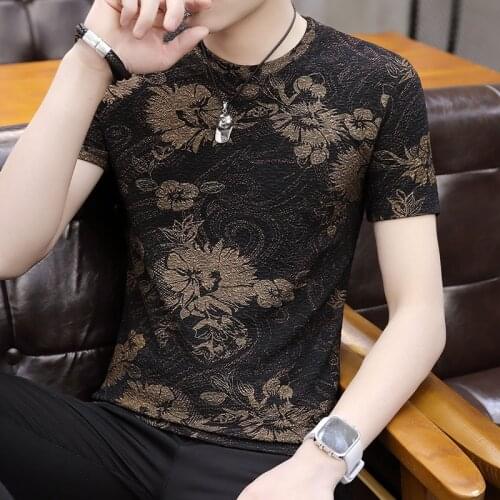 Summer Male Short Sleeve T-shirt Hedging Round Neck T-shirt Male New Daily Casual O-Neck Print Men Clothing Shirts