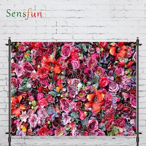 LEVOO Photographic Background Rose Coloful Flower Bouquet Decorate Backdrop Photo Shoot Photocall Photobooth Prop Custom
