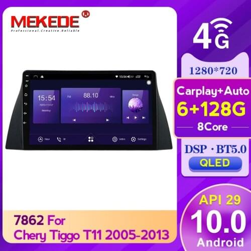 Mekede 7862 QLED 1280*720 6GB+128GB Android 10 Car Radio Multimedia Player GPS Navigation For Chery Tiggo T11 2005 - 2013