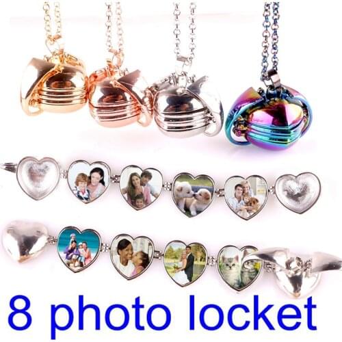 Trendy Smooth Heart Pendant Necklace 8 Photo Locket Magic Expanding Photos Pendant Memorable Pendant Necklace 23515