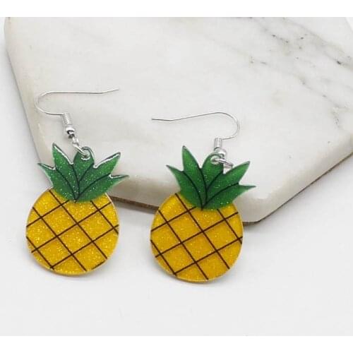 Creative Acrylic Tropical Pineapple Fruit Long Earrings Fashion Summer Earrings Jewelry Gifts for Women