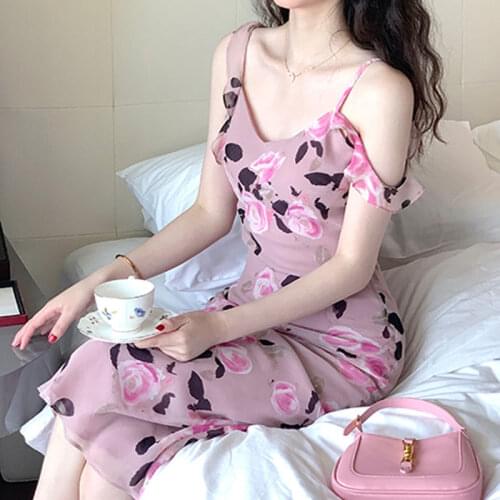 Gentle, Elegant, Retro, Tight, Hip, Sexy, Fairy, Sling, Floral Dress, Long Skirt, New 2021 Dresses for Women
