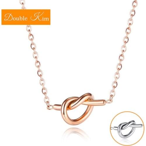 Knot Tie Necklace Titanium Stainless Steel Rose Gold Gold Silver Color Chain Necklace Trendy Fashion Women Jewelry Gift