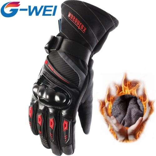 G-WEI Winter Motorcycle warm gloves Hard Shell Gigh Quality Leather Gloves Furygan M37 Off-Road Motorcycle Racing Riding Gloves