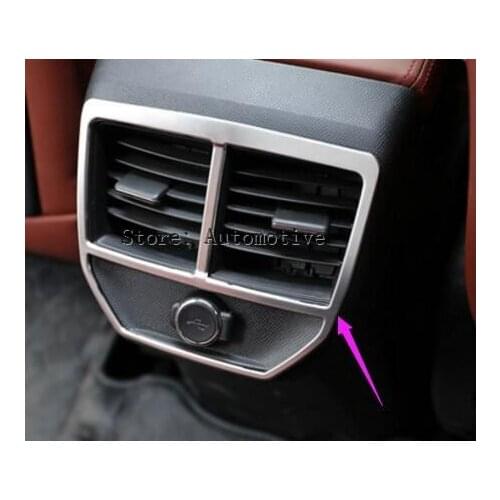 Stainless Steel Car Interior Armrest Rear Air Conditioner Vent Outlet Frame Decoration Cover Trim For Peugeot 3008 GT 2016 2017