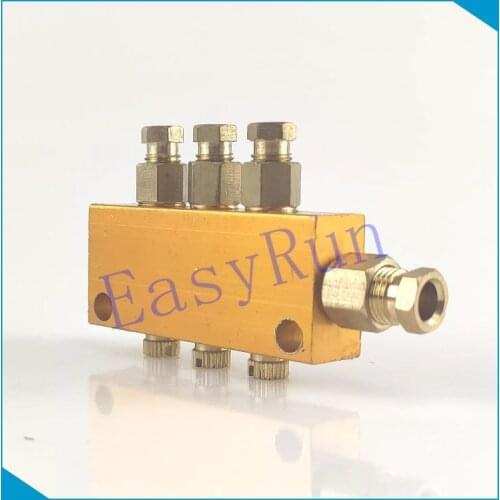 Details about Brass 3 Way Adjustable Lube Oil Grease Distributor Valve Manifold Block Centra