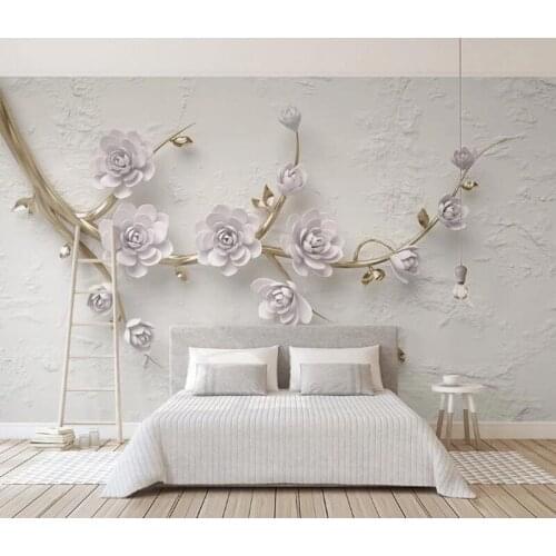 Custom Wallpaper 3D Beautiful lilac 3d stereo relief flower branch Room Bedroom Living room Decoration Wall Painting