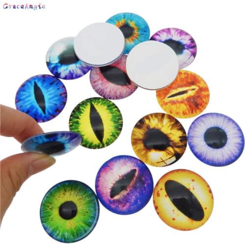 6pairs 35mm 40mm Glass Pupil Dragon Cat Eye Cameo Mix Color Pattern Animal Eye for Doll Making Craft Kids Jewelry DIY Accessory
