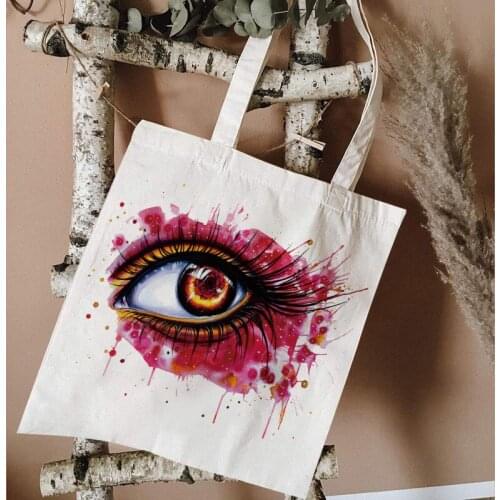 Abstract Print Pattern Shoulder Bags Harajuku Style Tote Canvas Bag Printed Eyes Pictur eeco friendly products womens beach bag