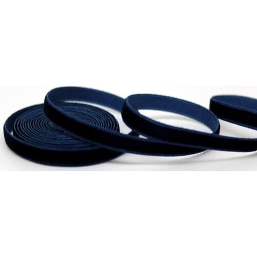 Navy Color 1/4" 6mm 20yds/roll velvet ribbon, No elastic Single face nylon Sewing webbing