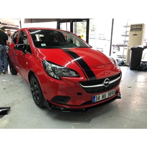 Opel Corsa E Voltex Lip Universal Front Bumper Attachment Piano Black Auto Car Accessory Splitter Diffuser Lip Body Kit 3 Pieces