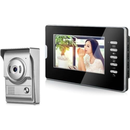 Visual Intercom Doorbell 7'' TFT Color LCD Wired Video Door Phone System Indoor Monitor 700TVL Outdoor IR Camera Support Unlock